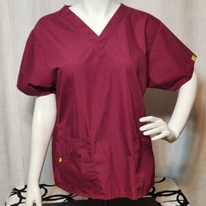 Wink Scrubs V-Neck Scrub Top Wine Color Large Unisex